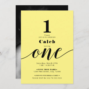 ONE 1ST Birthday Photo Any Colour Minimal Party Invitation