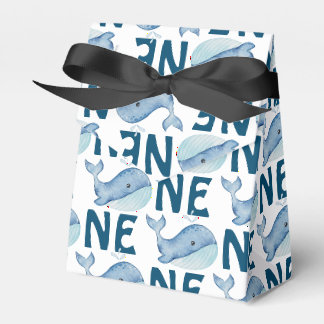 One 1st Birthday Watercolor Whale Pattern Favour Box