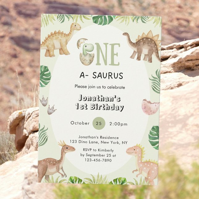 One a Saurus 1st Birthday Invitation (Creator Uploaded)
