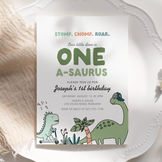 One-a-saurus Birthday Party Invitation (Creator Uploaded)