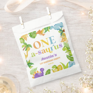 One A-Saurus Dinosaur 1st First Birthday Party Favour Bag