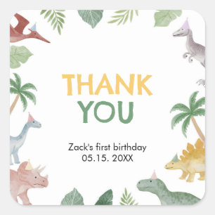 One A Saurus Dinosaur Boy Square Sticker