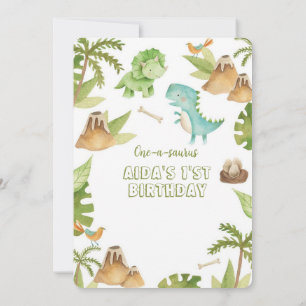 One-A-Saurus' Dinosaur First Bithday Invitation