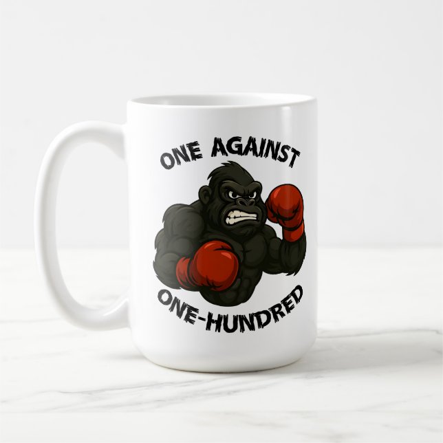 One Against One Hundred – Gorilla Boxing Workout Coffee Mug (Left)