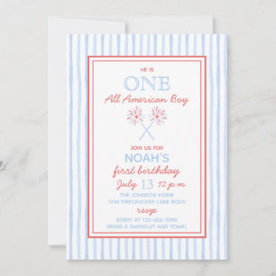 One All American Boy 1st Birthday Invitation