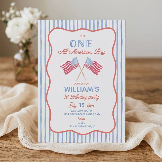 One All American Boy 1st Birthday Invitation (Creator Uploaded)