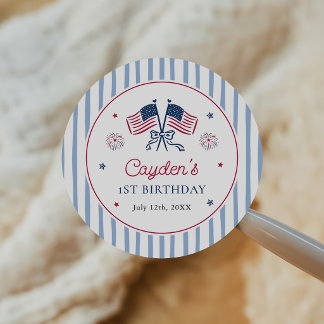 One All American Boy 4th of July 1st Birthday Classic Round Sticker