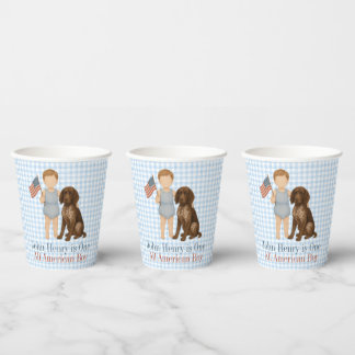 One All American Boy - Dog - Red White & Two Paper Cups