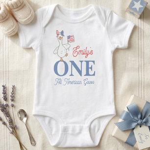 One All American Goose Girl 1st Birthday Baby Bodysuit
