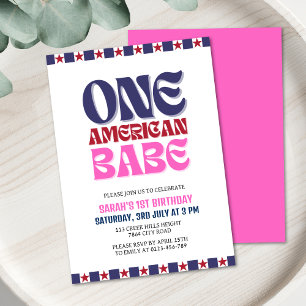 One American Babe 4th of July 1st Birthday  Invitation
