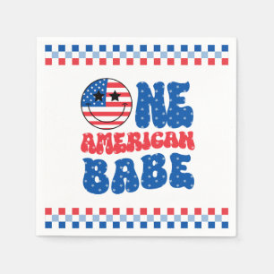 One American Babe 4th Of July 1st Birthday Napkin