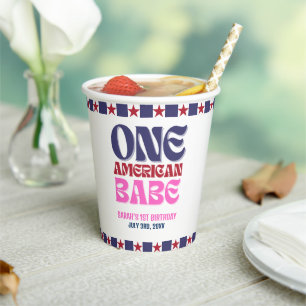 One American Babe 4th of July 1st Birthday Paper Cups