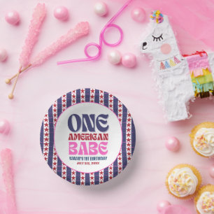 One American Babe 4th of July 1st Birthday Paper Plate