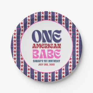One American Babe 4th of July 1st Birthday Paper Plate