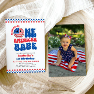 One American Babe 4th Of July First Birthday Party Invitation