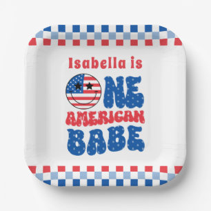 One American Babe 4th Of July Summer 1st Birthday Paper Plate