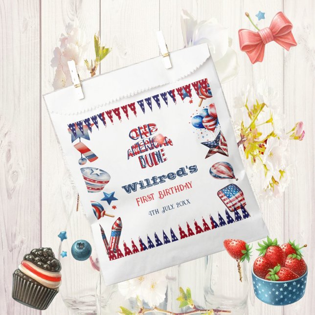 One American Dude 4th July Red White Blue Birthday Favour Bag (One American Dude 4th July Red White Blue Birthday Favor Bag)