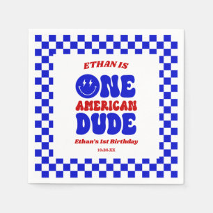 One American Dude 4th of July 1st Birthday Party Napkin