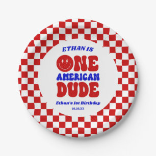 One American Dude 4th of July 1st Birthday Party Paper Plate