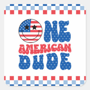 One American Dude 4th Of July 1st Birthday Square Sticker