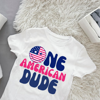 One American Dude 4th Of July Boy 1st Birthday Baby T-Shirt