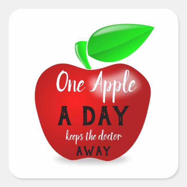 One apple a day   -  proverb square sticker (Front)