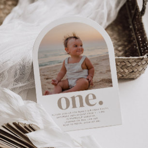 One Arch Photo First Birthday Invitation