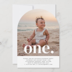 One Arch Photo First Birthday Invitation