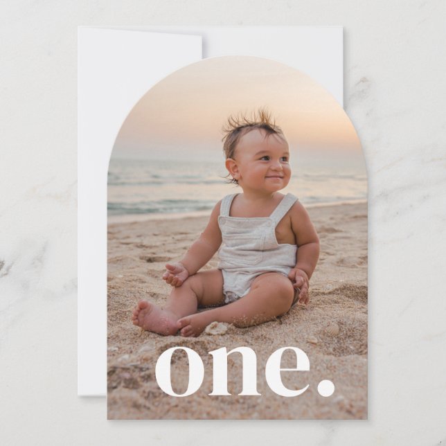 One Arched Photo First Birthday Invitation (Front)