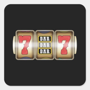 One Arm Bandit Slot Machine Casino Roulette Square Sticker