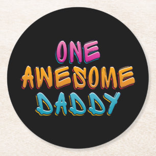 One Awesome Daddy Graffiti Typography   Coaster