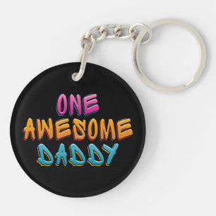 One Awesome Daddy Graffiti Typography   Keychain