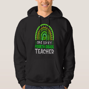 One Awesome Luck 4th Grade Teacher Rainbow St Patt Hoodie