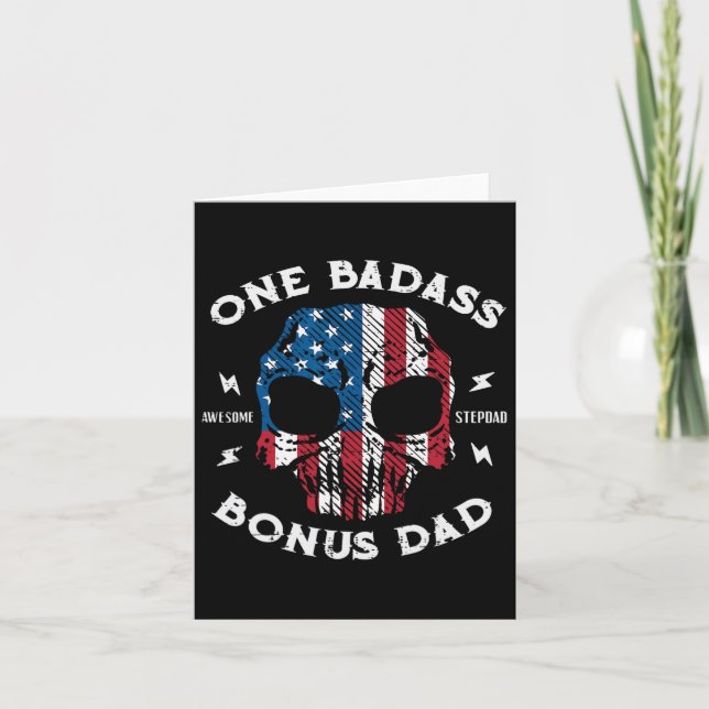 One Awesome Stepdad Bonus Dad Fathers Day Us Flag  Card (Front)