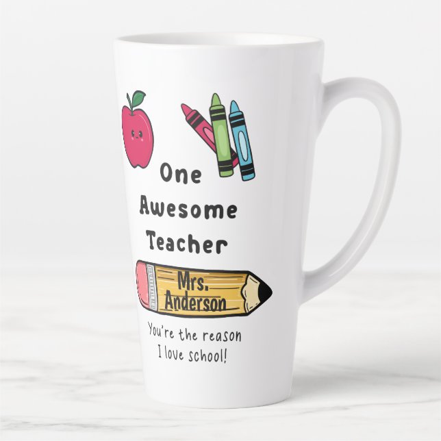 One Awesome Teacher Reason I Love School Latte Mug (Right)