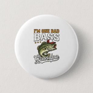 One Bad Bass Grandpa Fishing Vintage Vector Design 6 Cm Round Badge