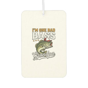 One Bad Bass Grandpa Fishing Vintage Vector Design Car Air Freshener