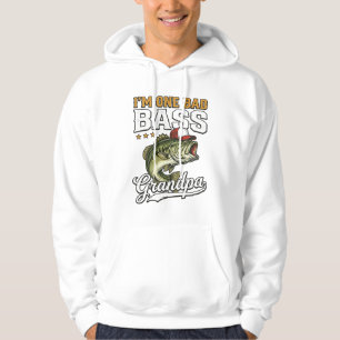 One Bad Bass Grandpa Fishing Vintage Vector Design Hoodie