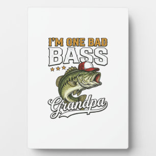 One Bad Bass Grandpa Fishing Vintage Vector Design Plaque