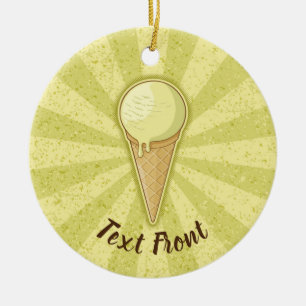 One Ball Ice Cream Cone Ceramic Ornament