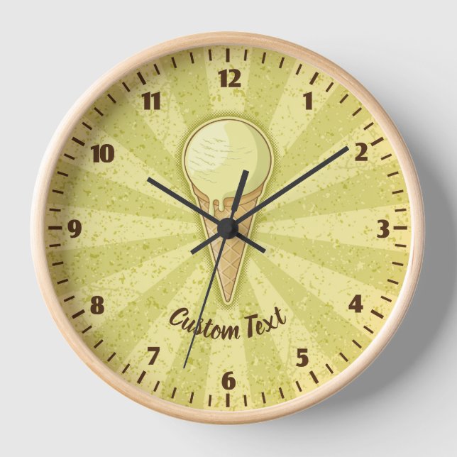 One Ball Ice Cream Cone Large Clock (Front)