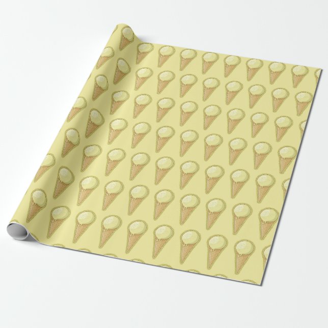 One Ball Ice Cream Cone Wrapping Paper (Unrolled)