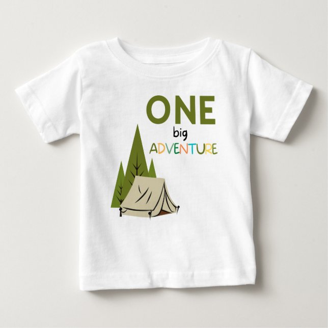 ONE big Adventure first birthday baby shirt (Front)