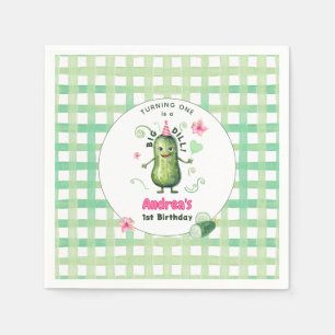 One Big Dill Pickle First Birthday Pink Napkin