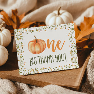 One Big Thank You Pumpkin 1st Birthday Thank You Card