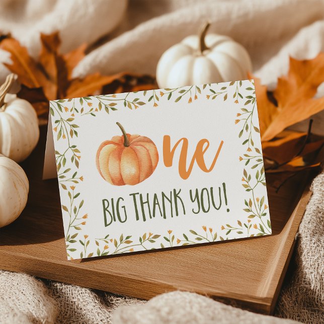 One Big Thank You Pumpkin 1st Birthday Thank You Card (Creator Uploaded)