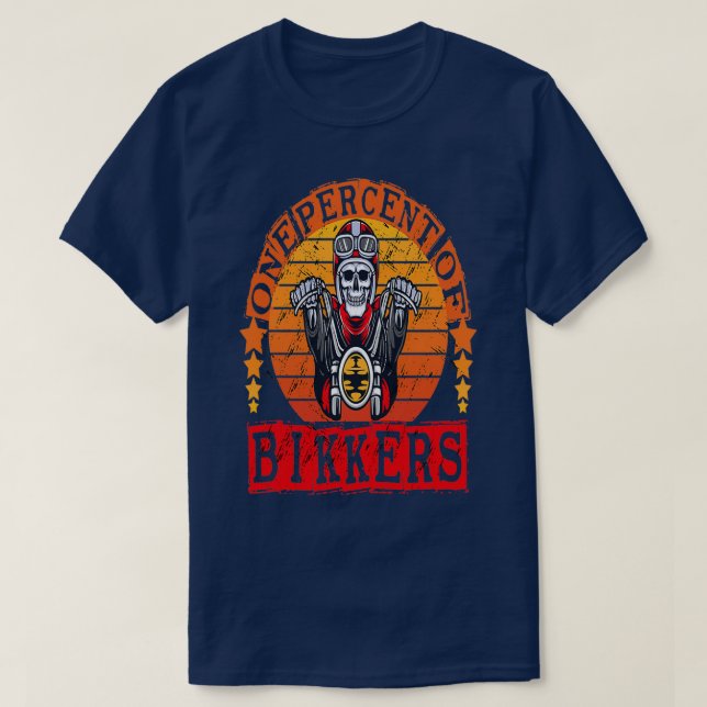 one biker one lifefunny skull biker T-Shirt (Design Front)