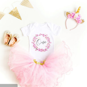ONE Birthday Girl Baby 1st First Party Bodysuit