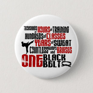 ONE Black Belt 2 KARATE T-SHIRTS & APPAREL 6 Cm Round Badge