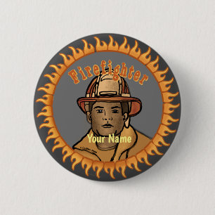 One Black Firefighter pin button